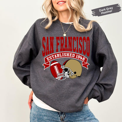 San Francisco Football Sweatshirt, Gift For San Francisco Fans, Vintage San Francisco Football Sweat, Game Day Tee, American Football Shirt