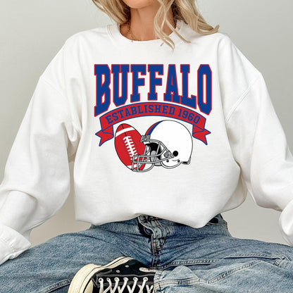 Vintage 90s Style Buffalo Football Sweatshirt, Buffalo Football Sweatshirt, Buffalo Bill Football Fan Gift, Game Day Shirt, Sunday Football