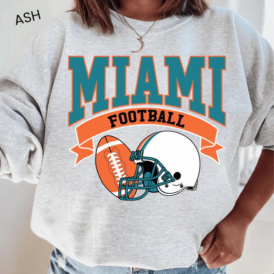 Vintage Miami Football Sweatshirt, Miami Mascot Sweatshirt, American Football Sweatshirt, Game Day Football, Miami Dolphins Sweatshirt