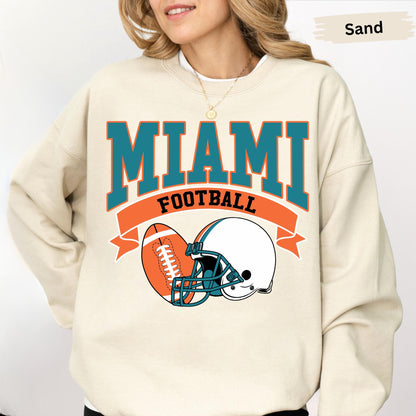 Vintage Miami Football Sweatshirt, Miami Mascot Sweatshirt, American Football Sweatshirt, Game Day Football, Miami Dolphins Sweatshirt
