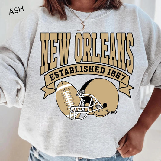 Vintage New Orleans Football Sweatshirt, Retro Saint Sunday Football Shirt, Game Day Sweatshirt, New Orleans Team Football Sweatshirt