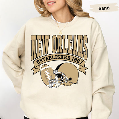 Vintage New Orleans Football Sweatshirt, Retro Saint Sunday Football Shirt, Game Day Sweatshirt, New Orleans Team Football Sweatshirt