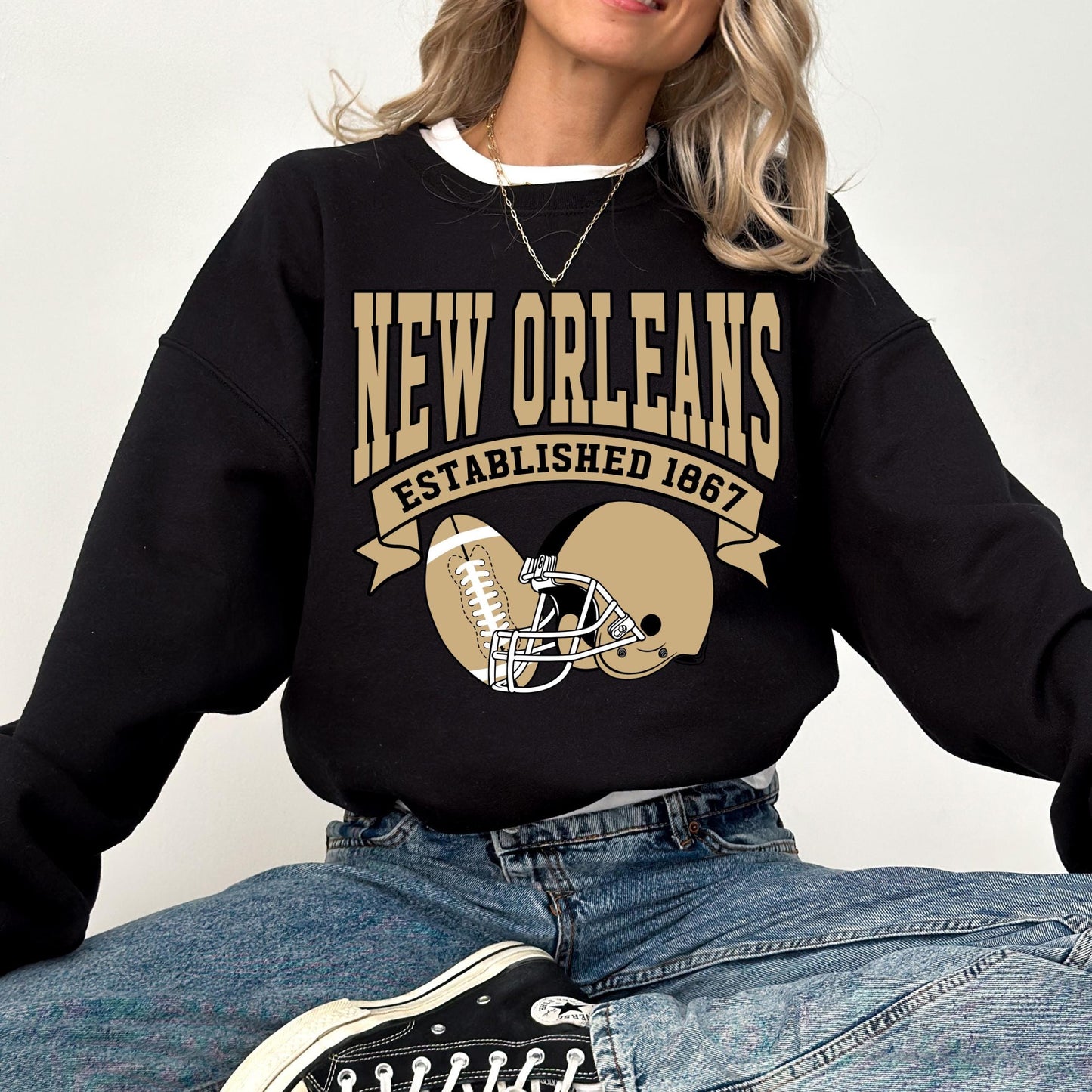 Vintage New Orleans Football Sweatshirt, Retro Saint Sunday Football Shirt, Game Day Sweatshirt, New Orleans Team Football Sweatshirt