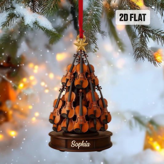Personalized Violin 2D Flat Ornament, Custom Violin Christmas Tree Ornament, Music Christmas Home Decor, Gift for Violin Player, Violinist
