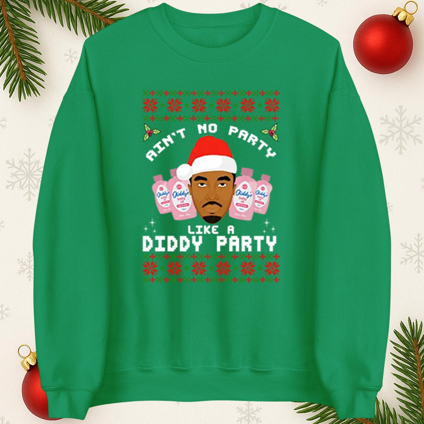 Funny Diddy Party Christmas Ugly Xmas Style Jumper, Adults Humour Xmas Hoodie, Christmas Offensive Tee Shirt