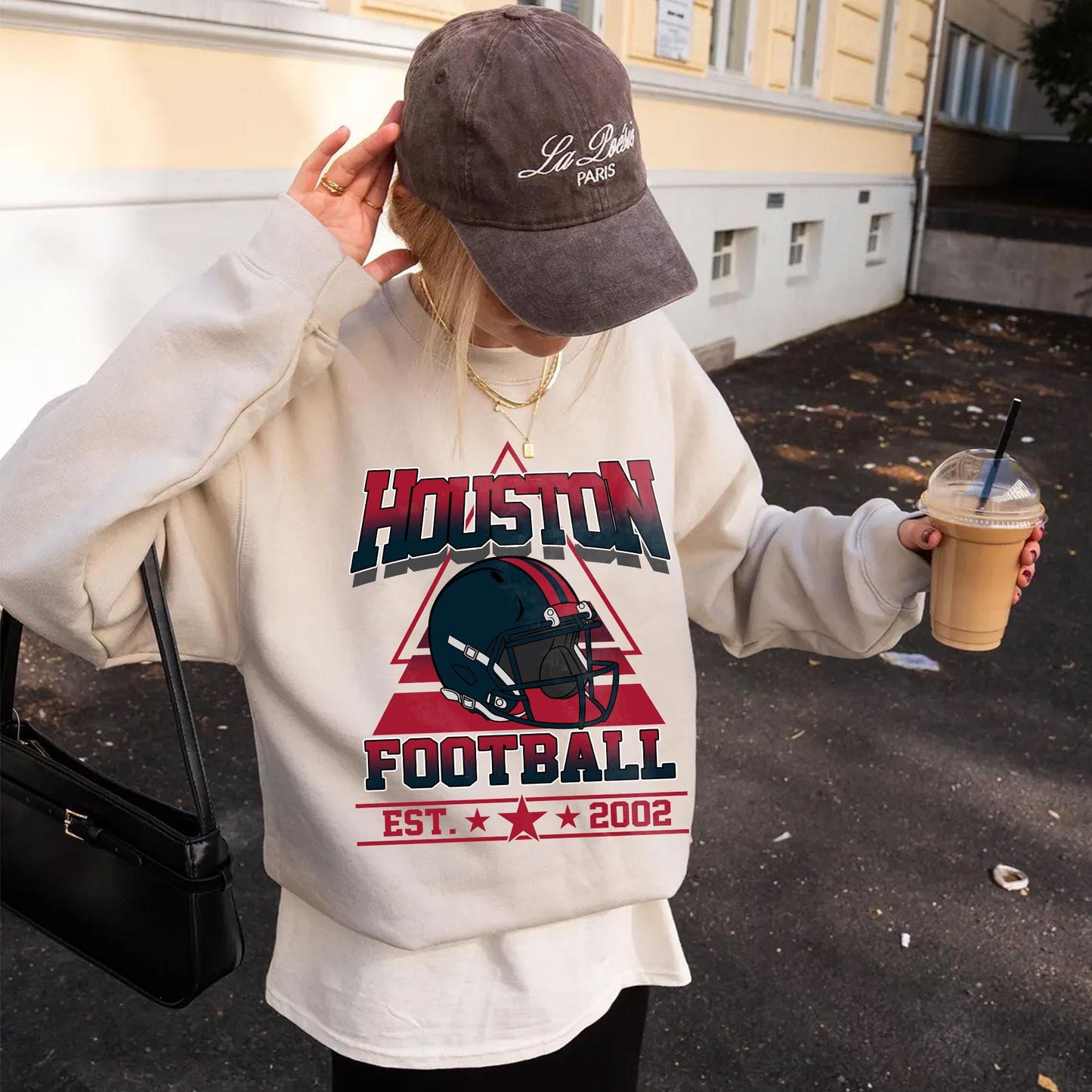 Houston Football Vintage 90s Style Sweatshirt, Houston Football Shirt, Sunday Football Shirt, Retro Houston Crewneck Sweatshirt, Game Day