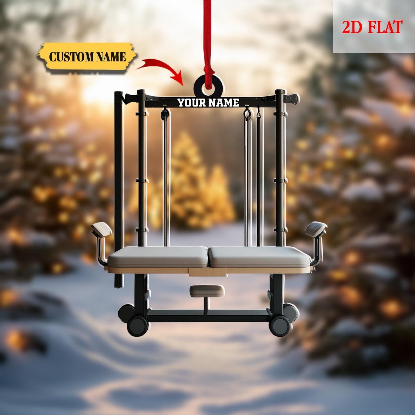 Personalized Pilates equipment Xmas Gift, Pilates equipment Christmas Ornament, Acrylic ornament, Fitness Ornament, Fitness Lover Gift