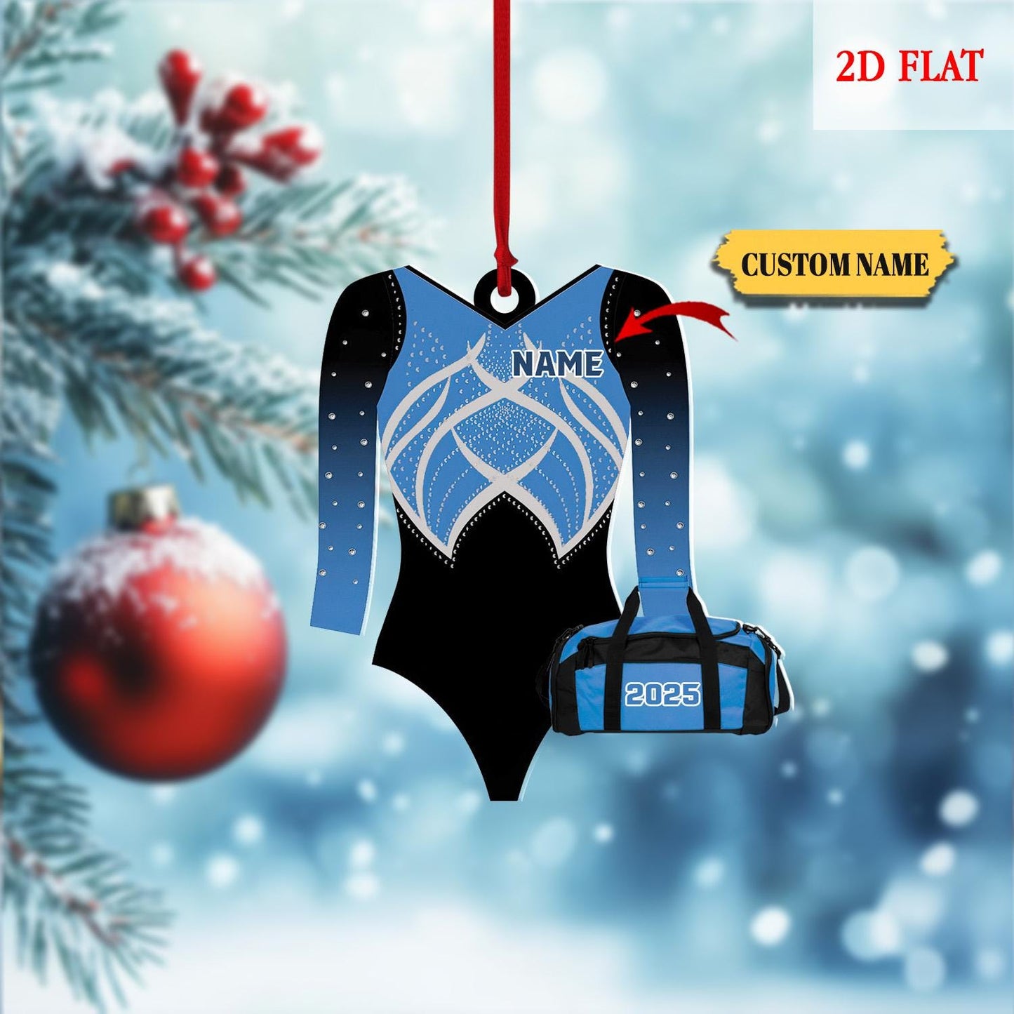 Personalized Gymnastics Girl Ornament, Custom 2D Flat Gymnastics Woman Christmas Decoration, Acrylic ornament, Gymnast Gift for Her