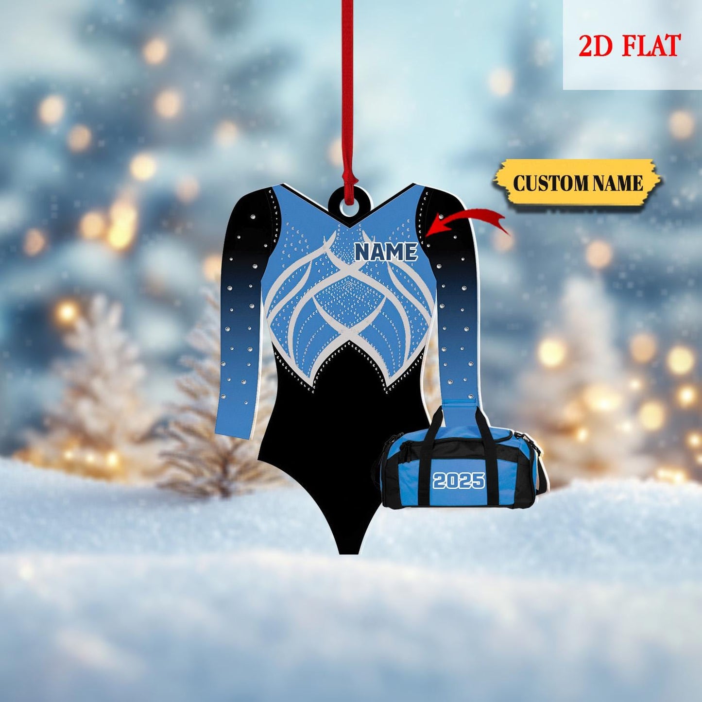 Personalized Gymnastics Girl Ornament, Custom 2D Flat Gymnastics Woman Christmas Decoration, Acrylic ornament, Gymnast Gift for Her