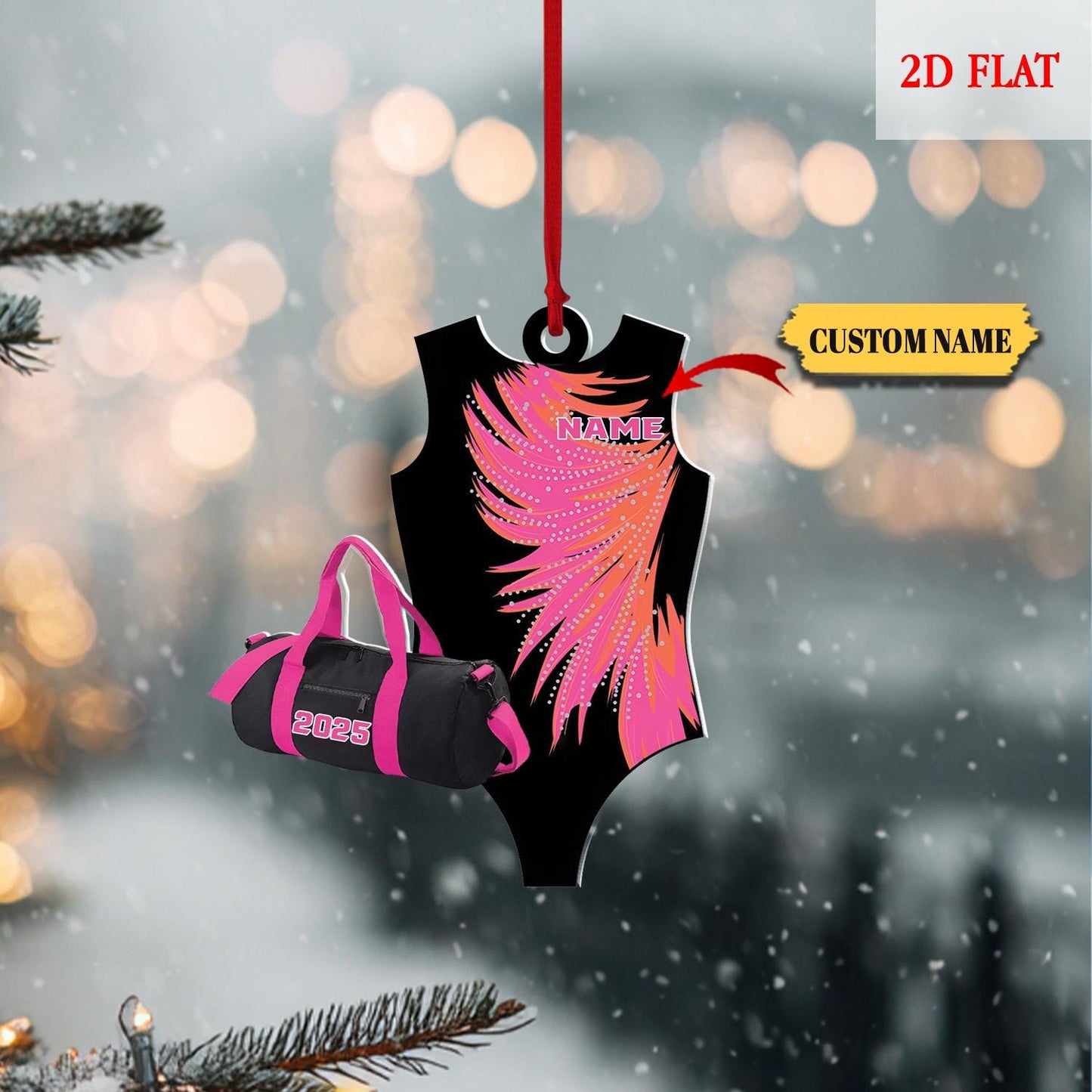 Personalized Gymnastics Girl Ornament,Custom 2D Flat Gymnastics Woman Christmas Decoration,Gymnastics Acrylic ornament, Gymnast Gift for Her
