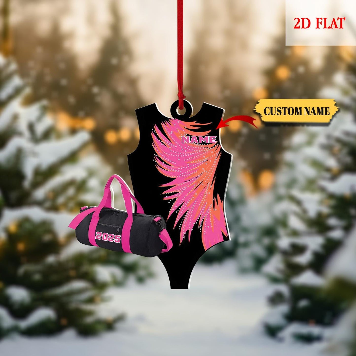 Personalized Gymnastics Girl Ornament,Custom 2D Flat Gymnastics Woman Christmas Decoration,Gymnastics Acrylic ornament, Gymnast Gift for Her