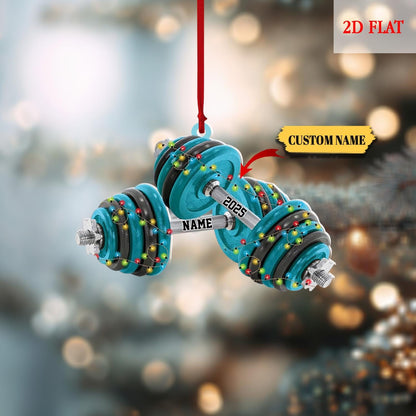 Personalized Dumbbell Ornament, Custom Gym Gift for Fitness Lovers, Workout Christmas Tree Decoration,Gym lover Christmas ornament,Gym gift