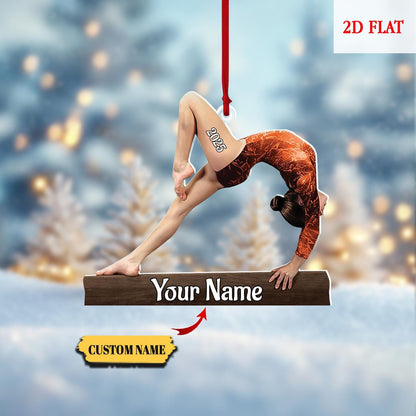 Personalized Gymnastics Girl Ornament, Custom 2D Flat Gymnastics Woman Christmas Decoration,  Gymnastics Acrylic ornament, Gymnast Gift