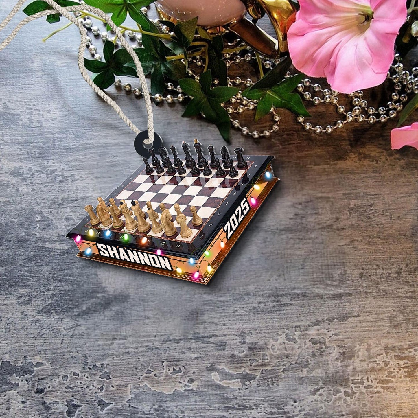 Personalized Chess Board Ornament, Custom Chess Player Gift, Chess Lover Christmas Decor, Chess Club Gift