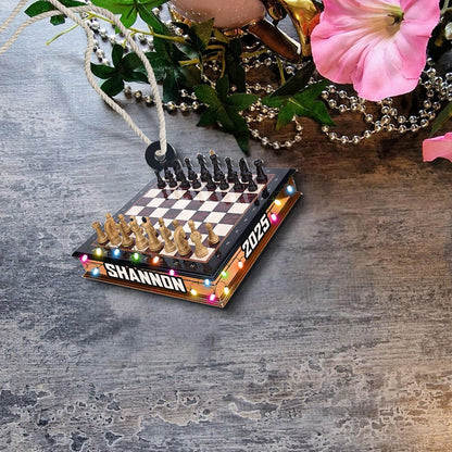 Personalized Chess Board Ornament, Custom Chess Player Gift, Chess Lover Christmas Decor, Chess Club Gift