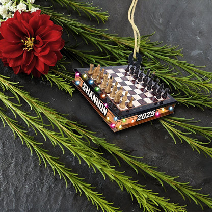 Personalized Chess Board Ornament, Custom Chess Player Gift, Chess Lover Christmas Decor, Chess Club Gift