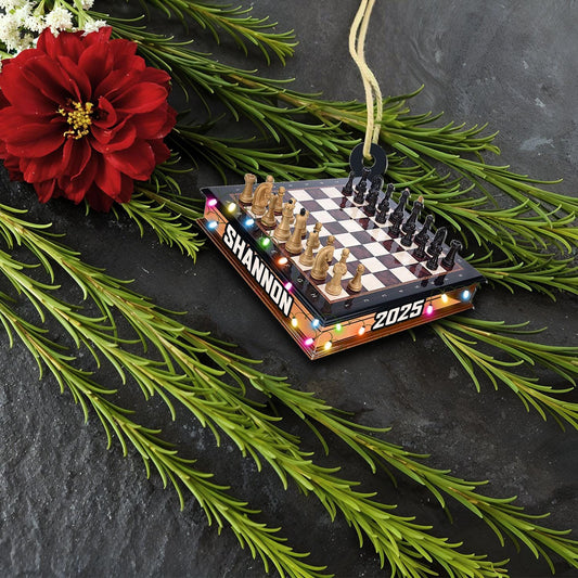 Personalized Chess Board Ornament, Custom Chess Player Gift, Chess Lover Christmas Decor, Chess Club Gift