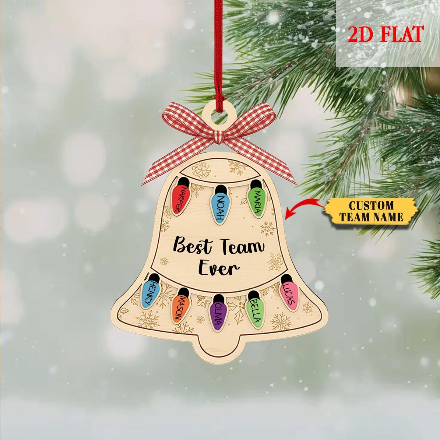 Personalized Ornament Best Team Ever bell Shaker Ornament, Coworker Gift, Corporate Gift,Employee Ornaments,Team Gif,Appreciation Gifts