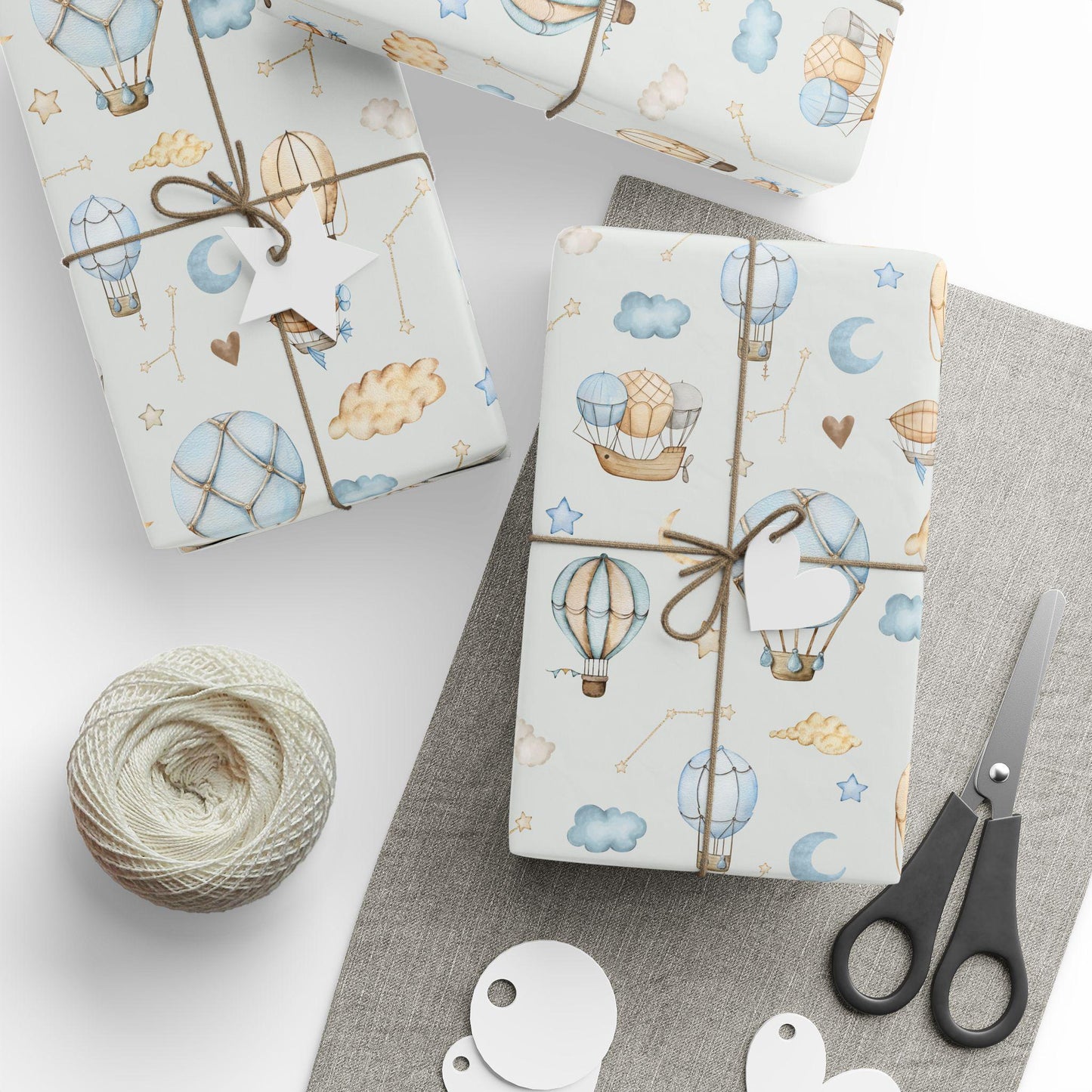 Watercolor Hot Air Balloon Wrapping Paper: Whimsical Adventure, Boys Gift Wrap