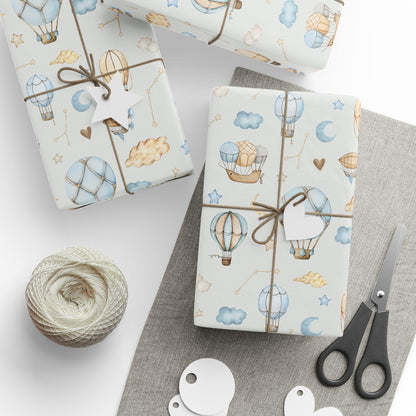 Watercolor Hot Air Balloon Wrapping Paper: Whimsical Adventure, Boys Gift Wrap
