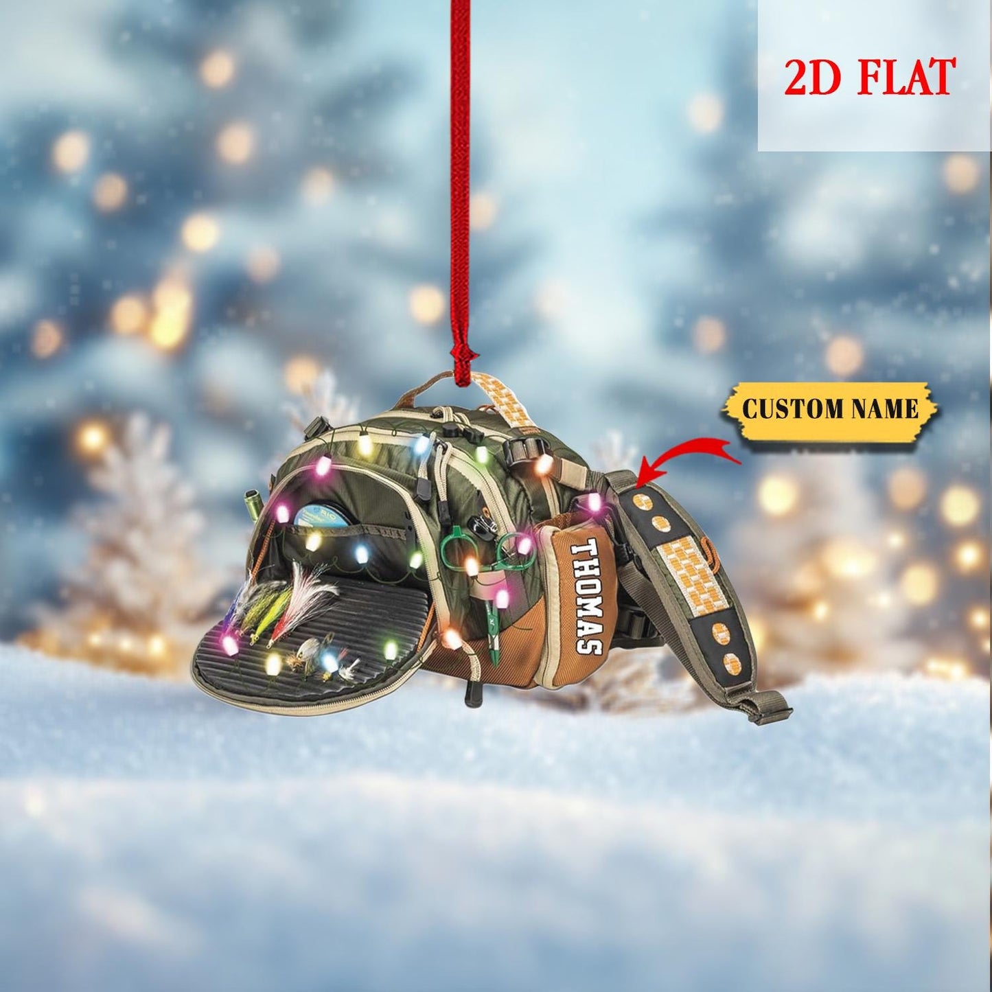 Personalized Fishing Gear Christmas Ornament, Christmas Gift For Fisher, Gift for Fishing Lovers, Fishing Ornament for Dad, Fisherman Gift