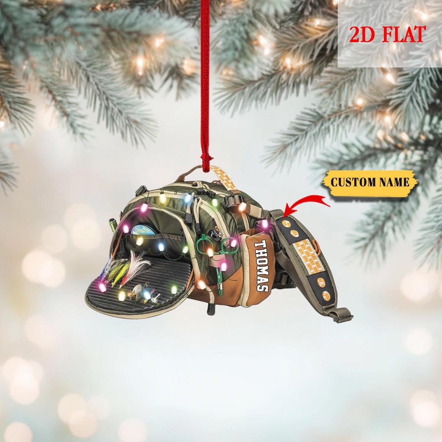Personalized Fishing Gear Christmas Ornament, Christmas Gift For Fisher, Gift for Fishing Lovers, Fishing Ornament for Dad, Fisherman Gift