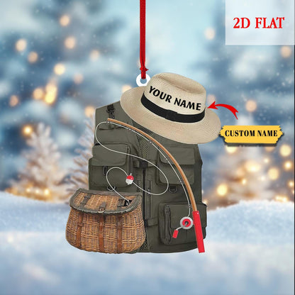 Personalized Fisherman 2D Flat Acrylic Ornament, Bass Fishing Christmas Ornament, Gift for Fishing Lovers, Bass Fishing Christmas Ornament