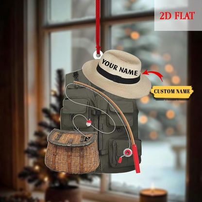 Personalized Fisherman 2D Flat Acrylic Ornament, Bass Fishing Christmas Ornament, Gift for Fishing Lovers, Bass Fishing Christmas Ornament