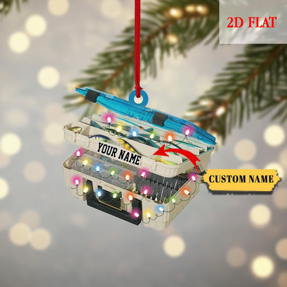 Personalized Fishing 2D Flat Acrylic Ornament, Bass Fishing Christmas Ornament, Gift for Fishing Lovers, Fishing Tools Ornament for Dad, Him