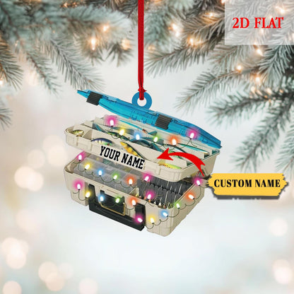 Personalized Fishing 2D Flat Acrylic Ornament, Bass Fishing Christmas Ornament, Gift for Fishing Lovers, Fishing Tools Ornament for Dad, Him