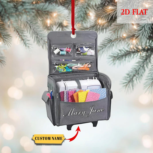 Personalized Sewing Bag Christmas 2D Flat Ornament, Sewing Lover Ornament, Sewing Ornament, Gift For Her, Sewing Christmas Tree Ornament