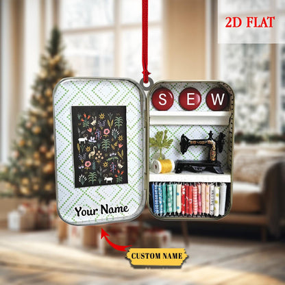 Personalized Sewing Box 2D Flat Acrylic Christmas Ornament, Christmas Gift For Friend, For Mom,Gift for Sewing Lovers, Sewing Ornament Decor