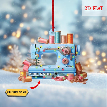 Personalized Sewing Machine 2D Flat Acrylic Ornament, Seamstress Gift, Quilting Studio Decor, Christmas Gift for Sewing Lovers, For Mom