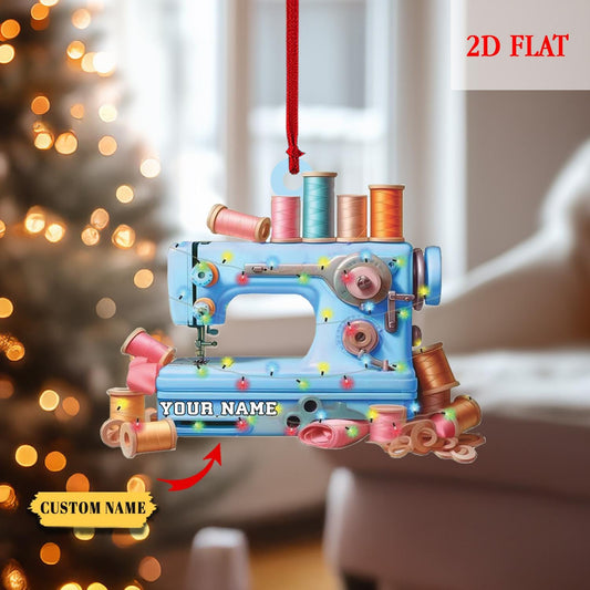 Personalized Sewing Machine 2D Flat Acrylic Ornament, Seamstress Gift, Quilting Studio Decor, Christmas Gift for Sewing Lovers, For Mom
