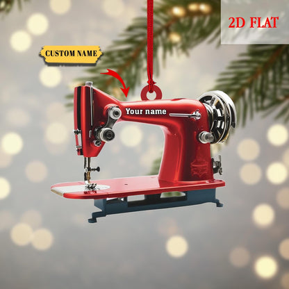 Personalized Sewing Machine 2D Flat Acrylic Ornament, Christmas Gift for Sewing Lovers, Quilting Studio Decor, Crafting Hobby Xmas Gift