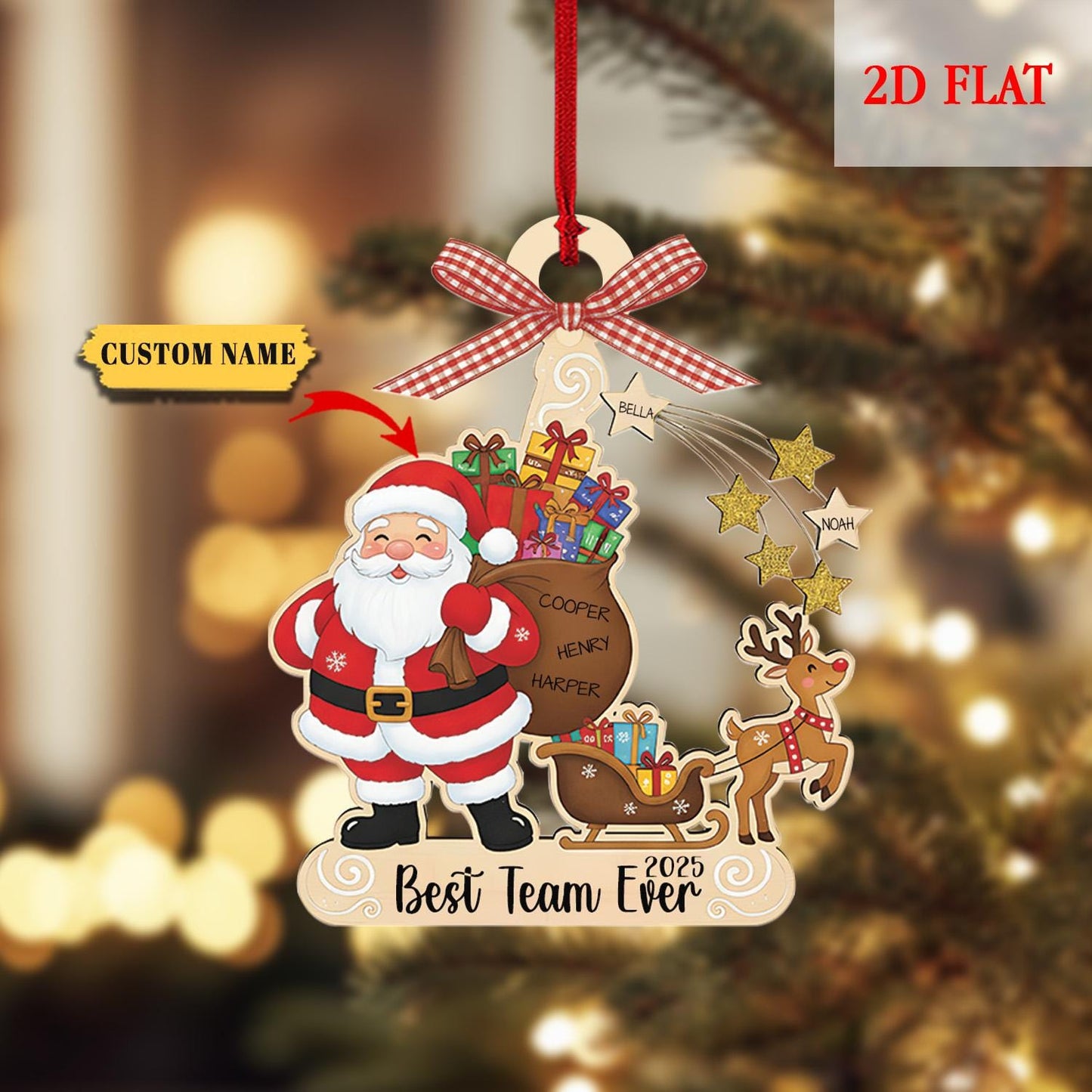 Pesonalized Best Team Ever Ash Wood Ornament, Coworker Ornament, Work Bestie Friends Gift, Team Gift for Employees, Appreciation Gifts