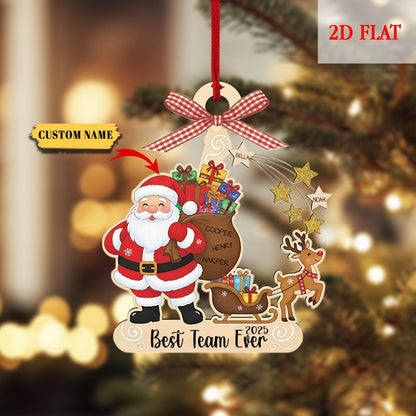 Pesonalized Best Team Ever Ash Wood Ornament, Coworker Ornament, Work Bestie Friends Gift, Team Gift for Employees, Appreciation Gifts