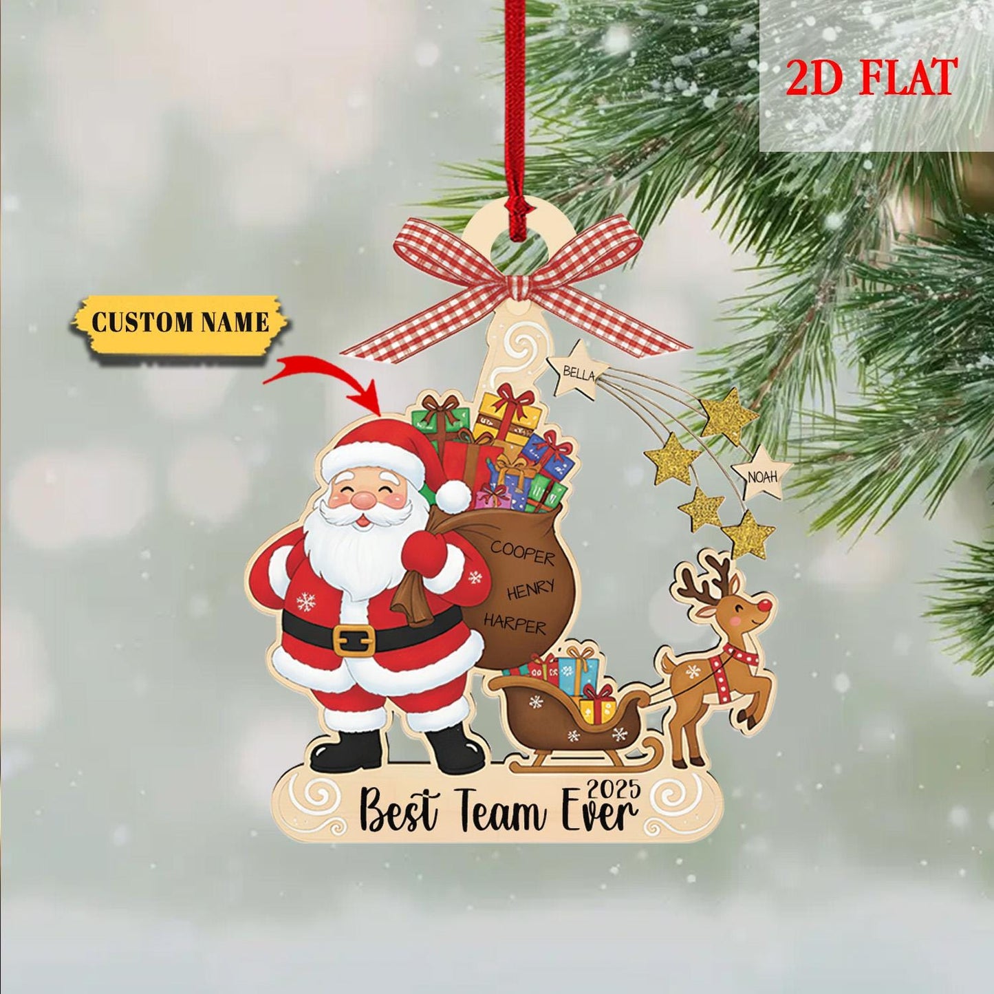 Pesonalized Best Team Ever Ash Wood Ornament, Coworker Ornament, Work Bestie Friends Gift, Team Gift for Employees, Appreciation Gifts