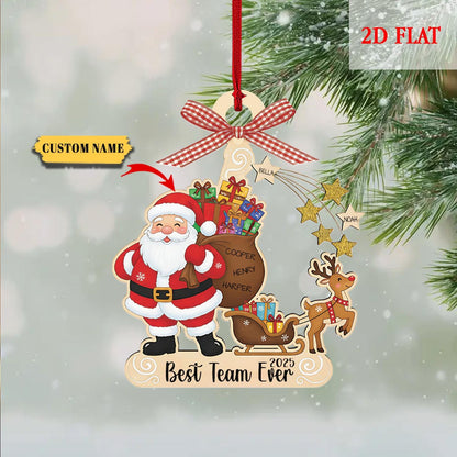Pesonalized Best Team Ever Ash Wood Ornament, Coworker Ornament, Work Bestie Friends Gift, Team Gift for Employees, Appreciation Gifts