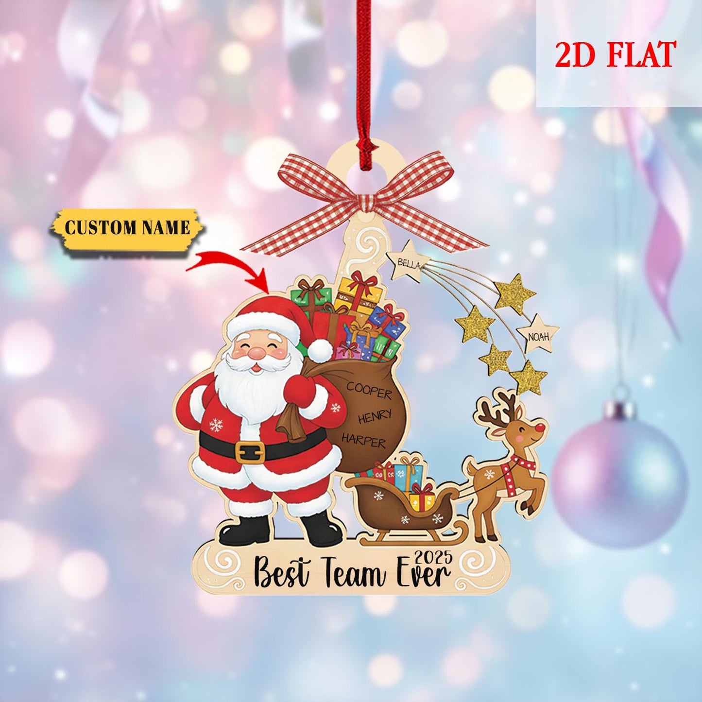 Pesonalized Best Team Ever Ash Wood Ornament, Coworker Ornament, Work Bestie Friends Gift, Team Gift for Employees, Appreciation Gifts