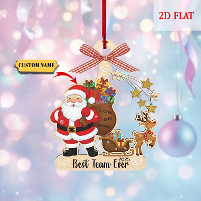 Pesonalized Best Team Ever Ash Wood Ornament, Coworker Ornament, Work Bestie Friends Gift, Team Gift for Employees, Appreciation Gifts