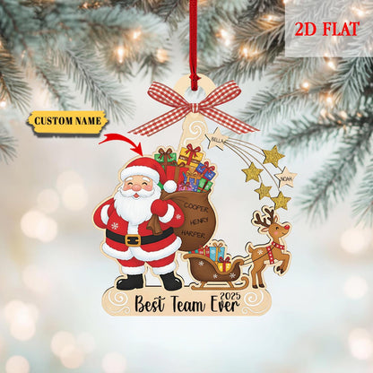 Pesonalized Best Team Ever Ash Wood Ornament, Coworker Ornament, Work Bestie Friends Gift, Team Gift for Employees, Appreciation Gifts