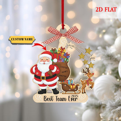 Pesonalized Best Team Ever Ash Wood Ornament, Coworker Ornament, Work Bestie Friends Gift, Team Gift for Employees, Appreciation Gifts