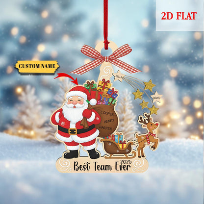 Pesonalized Best Team Ever Ash Wood Ornament, Coworker Ornament, Work Bestie Friends Gift, Team Gift for Employees, Appreciation Gifts