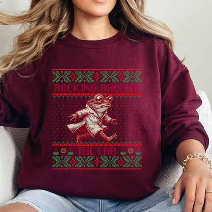 Rockin' Around the Christmas Tree Shirt Ugly Christmas Sweater Big Frog Shirt  Science Nerd Shirt Funny Christmas Sweater Ugly Xmas Sweater