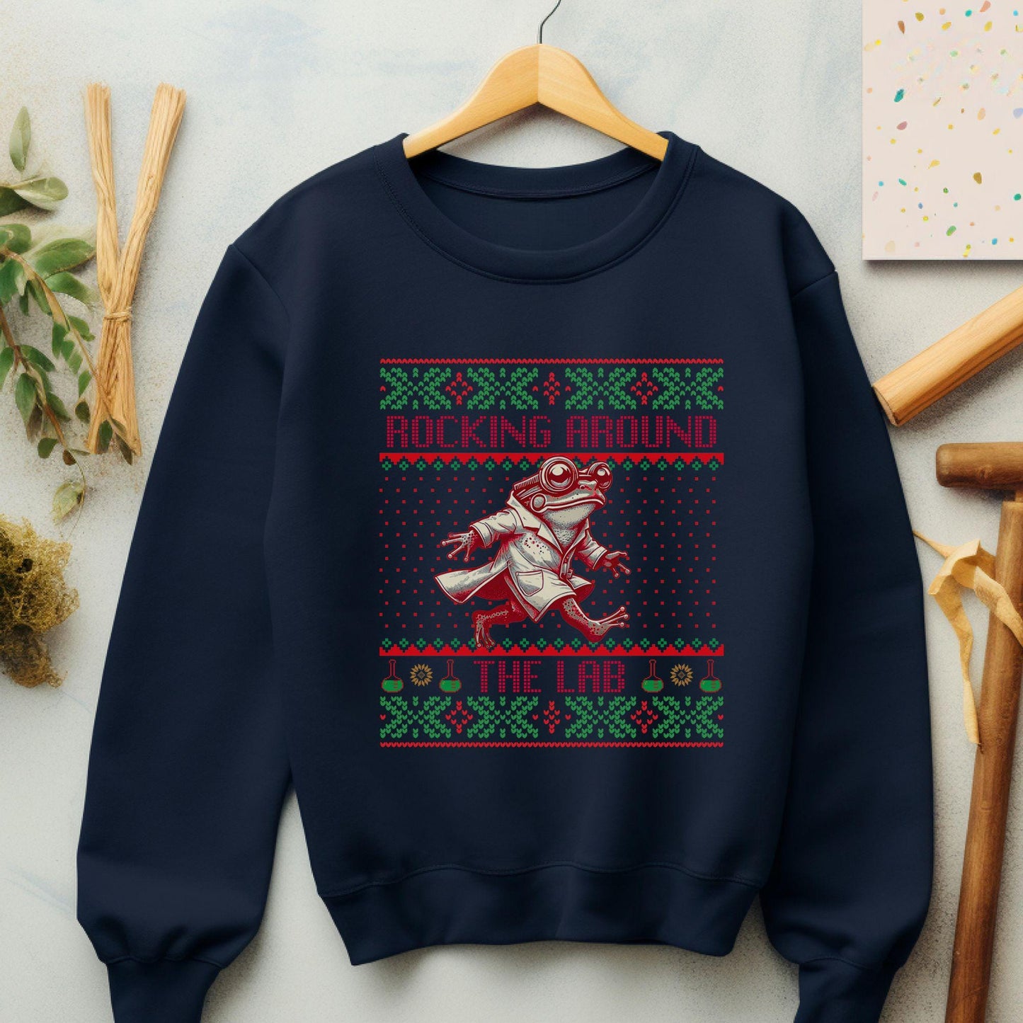 Rockin' Around the Christmas Tree Shirt Ugly Christmas Sweater Big Frog Shirt  Science Nerd Shirt Funny Christmas Sweater Ugly Xmas Sweater