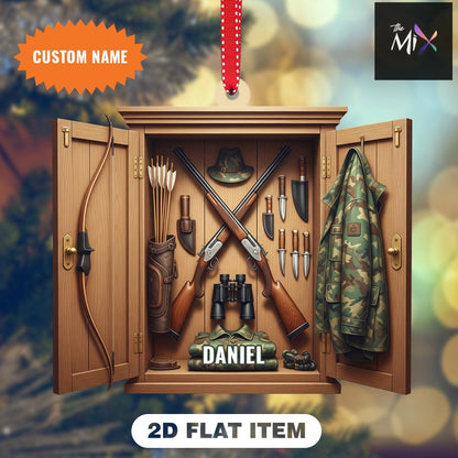 Personalized Hunting Cabinet Christmas Ornament, Hunting Gear Holiday Tree Decoration, Xmas Tree Decor, Gift For Him