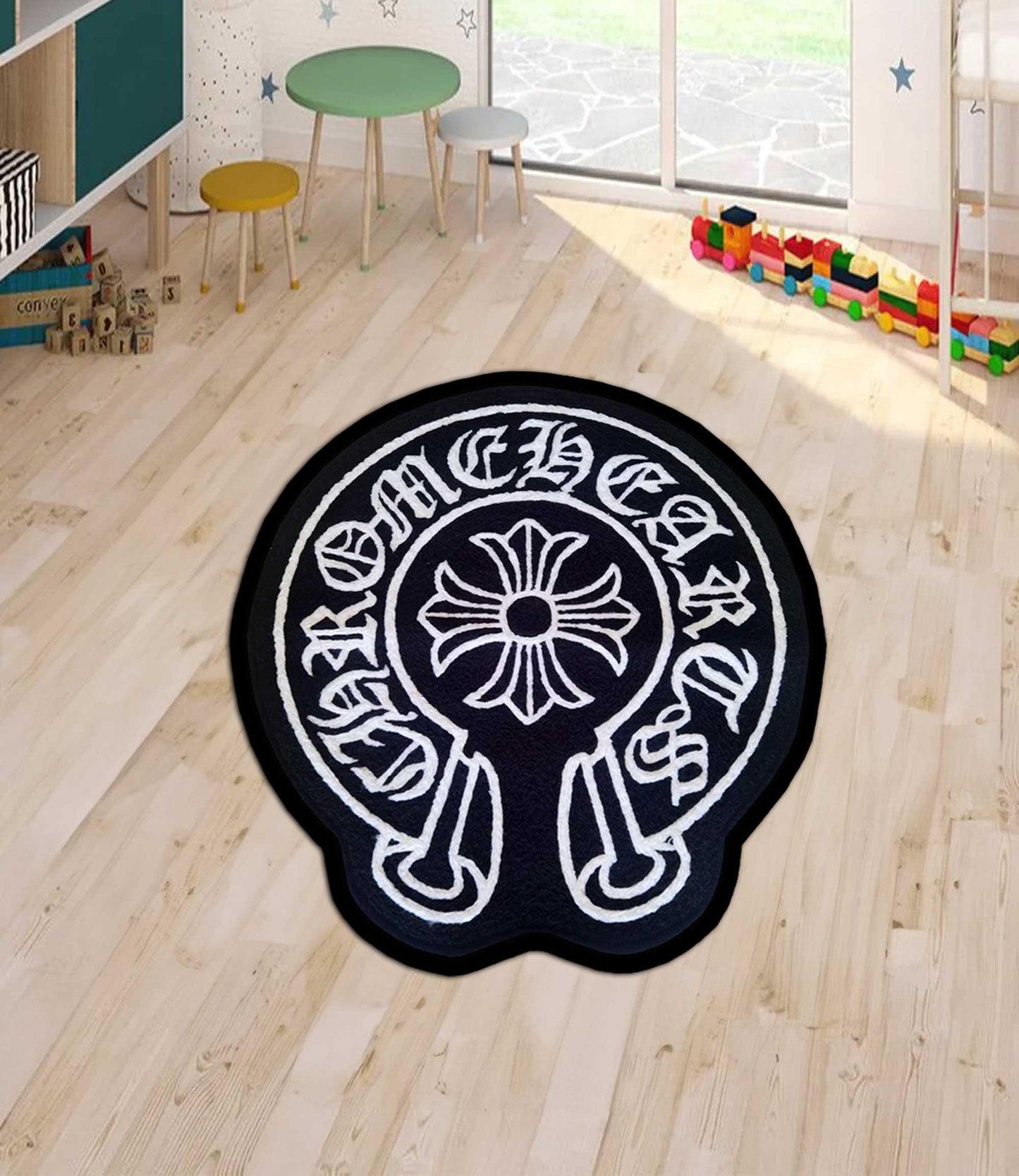 Gothic Cross Rug: Chrome Heart Inspired Y2K Style