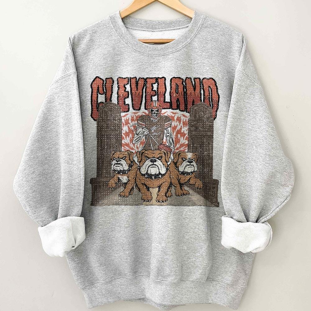 Cleveland Football Skull Vintage Shirt, Gift For Fan Football Game Day Unisex Shirt