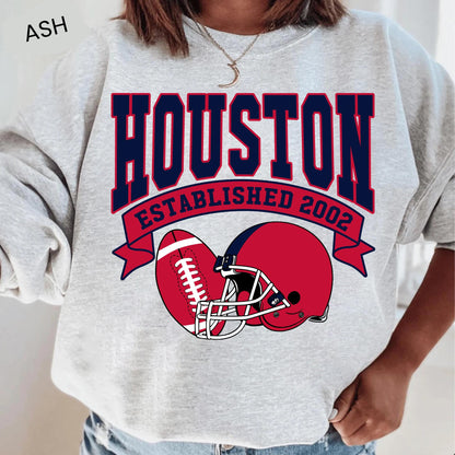 Houston Football Sweatshirt, Houston Football Vintage Sweater, Sunday Football, Game Day Sweater, Gift For Houston Fans, Retro Houston Tee